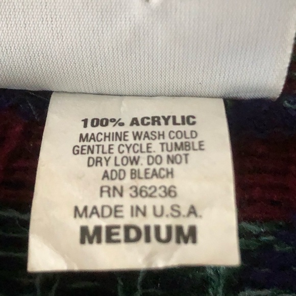 Vintage 90s Patchwork Mixed Pattern Colorful Statement Sweater Made in USA Sz M - Picture 9 of 11